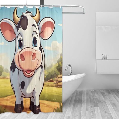 Rideau de douche vache en polyester 183x183 cm avec 12 œillets