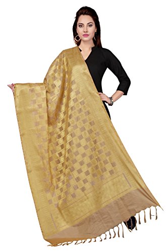 RANI SAAHIBA Damen Seide Dupatta, beige, Einheitsgröße Cover