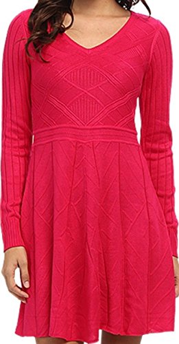 Jessica Simpson V-Neck Sweater Dress Pink Ginger LG (Women's 12-14)