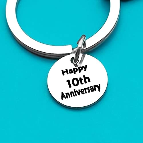 Ximalun 10th Anniversary Keyring Gifts for Him Her 10 Year Anniversary Present for Couple Valentines Gifts 10th Wedding Anniversary Keyring Gifts for Husband Wife