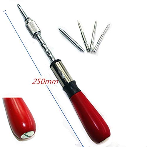 Agger Spiral Screw Driver Hand Pressing Ratchet Screwdriver with Slotted - 260mm, Equipped with 5 pcs Phillips Screwdriver Bits