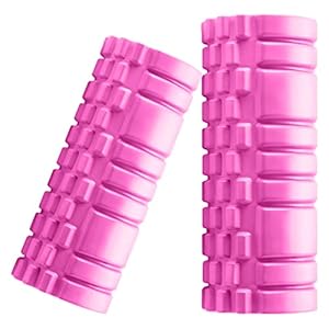 Foam Roller Set – 2 Roller (12″ and 13″) High-Density Round Foam Roller for Exercise, Massage, Muscle Recovery (Roses Red)
