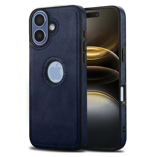 Image of Leather Case for Apple iPhone 17 Premium Protective Stylish Slim Cover with Shockproof Raised Edges Blue