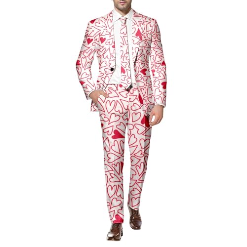 Smoking homme pour la Saint-Valentin costume 2 pièces ajusté imprimé