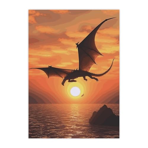 Autocollants étanches dragon volant et coucher de soleil pour PC et gourde