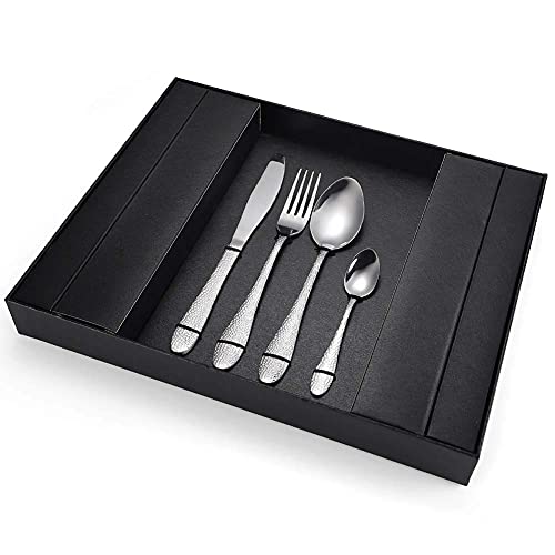 Ménagère en Acier Inoxydable, Lot de 4 Couverts, Vaisselle en Acier Inoxydable, avec Couteau, Fourchette, cuillère et Coffret élégant (Or Rose, 20 pièces)