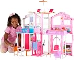 Barbie 3-Story Townhouse Dollhouse with Elevator, Swing Chair, Furniture and Accessories, Fold for Portability and Travel | Elevator, Swing Chair, Furniture and Accessories, Fold for Portability and Travel (Amazon Exclusive)