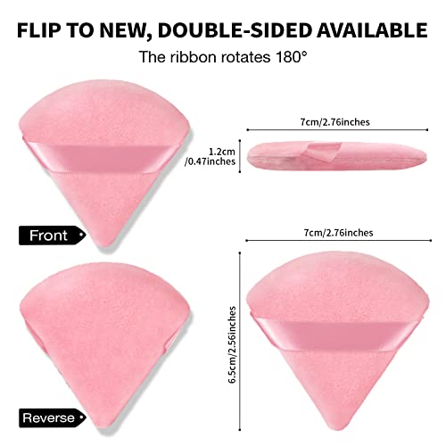6 Pieces Powder Puff For Loose & Cosmetic Face Makeup Velour Soft Triangle Wet Dry Cosmetic Foundation Sponge Makeup Tool (Black&Pink) #TOP4
