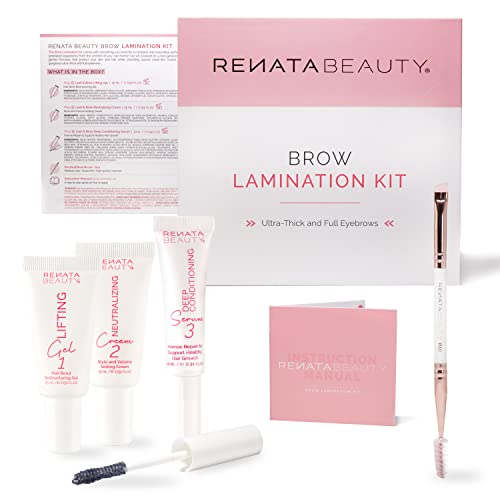 Renata Beauty Kit de Laminación de Cejas en Casa con Gel de Lifting para Cejas, Perm, Sérum y Pincel Doble para Cejas - Kit de Laminado de Cejas para Cejas más Pobladas y Largas por 4 Semanas Cover