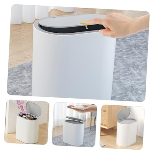 Caneca de basura rectangular con tapa plateada 8L miniatura 3