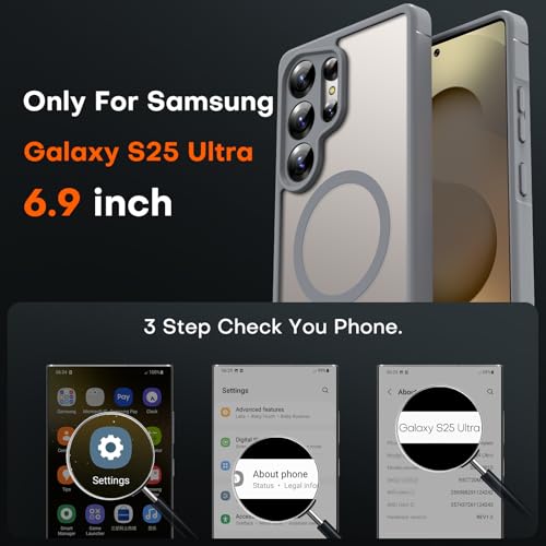 Image of TOCOL Magnetic for Samsung Galaxy S25 Ultra Case, Upgraded Full Camera Protection, Compatible with Magsafe, Drop Protection Slime Clear Back Cover for Samsung Galaxy S25 Ultra 6.9-Inch (Gray)