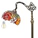 Tiffany Style Reading Floor Lamp Stained Glass with Double Rose Lampshade in 64 Inch Tall Antique Arched Base for Girlfriend Bedroom Living Room Lighting Table Set S001 WERFACTORY