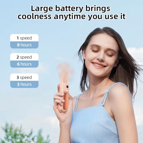 AUAUY Tragbarer Handventilator, 3-in-1 Mini Leiseventilator mit 3 Geschwindigkeiten, USB Wiederaufladbarer Faltbarer Ventilator, Kleine Ventilator mit Powerbank und Taschenlampe für Reisen Outdoor