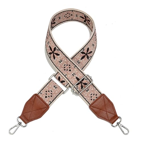 Image of LEMEDE Purse Strap,2 inch Leather End Shoulder Strap Adjustable Replacement,Retro Jacquard Multi-pattern Crossbody Bag Straps