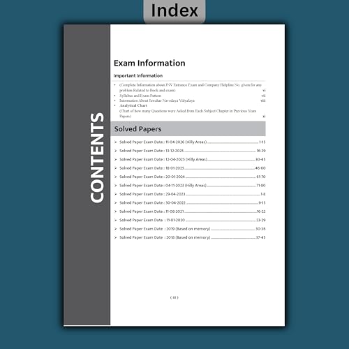 Image of Examcart Jawahar Navodaya Vidyalaya (JNV) Class 6 Entrance Exam Book 2027 | 12 Solved Papers with Detailed Explanations & OMR Sheets | Based on Previous Year Question Papers & Exam Pattern (English)