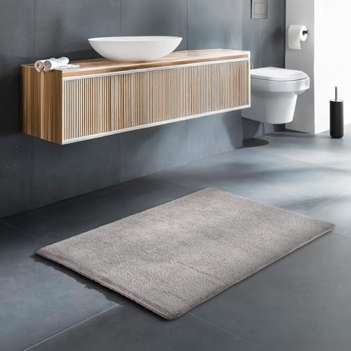 Schöner Wohnen Kollektion Badteppich einfarbig hellgrau 60 x 90 cm – waschbare Badematte rutschfest - 100{390156cad7367c8d67ff7342d3065293775e2edccadea6317a22bae1d27cebc7} Baumwolle – Badvorleger Trockner geeignet – Duschvorleger Badezimmer Schöner Wohnen Kollektion Badteppich einfarbig hellgrau 60 x 90 cm – waschbare Badematte rutschfest - 100{390156cad7367c8d67ff7342d3065293775e2edccadea6317a22bae1d27cebc7} Baumwolle – Badvorleger Trockner geeignet – Duschvorleger Badezimmer