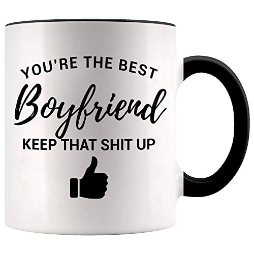 YouNique Designs Boyfriend Mug, 11 Ounces, Anniversary Gifts for Boyfriend (Black Handle)