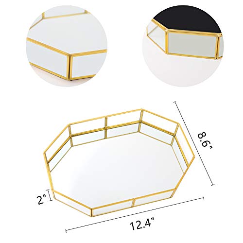 PENGKE Mirror Decorative Tray,Gold Mirror Tray for Bathroom Vanity Tray,Jewelry,Cosmetics,Magazine,Breakfast,Tea and More,Storage Organizer Tray for Coffee Table