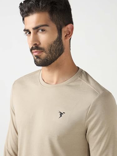 Image of TECHNOSPORT Men's Slim Fit Full Sleeve Round Neck T-Shirt, Double Cool Quick Dry Moisture Wicking Stretchable Sports Gym and Casual Wear