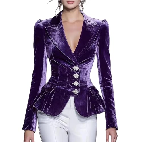 Blazer en polaire femme coupe ajustée veste manches longues col cranté chic