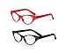 Red / Black Cat Eye Retro Costume Dress Up Hip Hop Rhinestone Glasses (2 Pack)