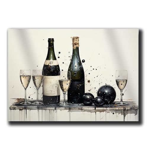Storeusa99 A Drawing Of A Bottle Of Sparkling Wine With Black Splashes On Top cover