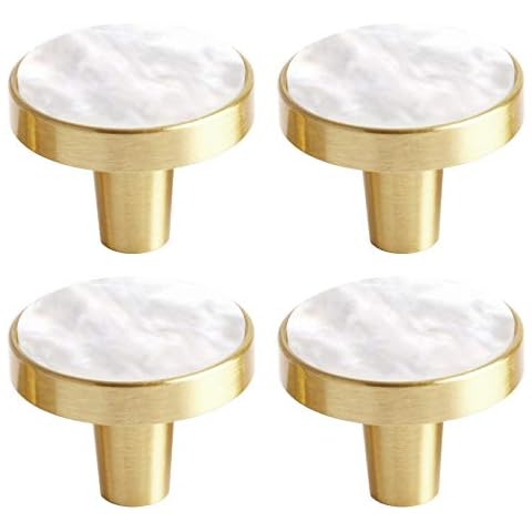 Brass Cabinet Round Door Knobs Knobs 4PCS, 27mm Chrome Knobs for Cabinets, Drawer, Cupboard, Wardrobe (Type 1) Cover