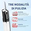 Idropulsore Dentale Portatile Denti, Water Flosser, Scovolino Denti, Irrigatore Orale 4 Modalità e 3 Intensità, Serbatoio da 230ml, Wasserdicht und Wiederaufladbar per Viaggi e Casa