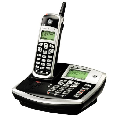GE Cordless 5.8 GHz Digital 25865GE3 Phone with 2 Lines, Speakerphone and Digital Answering System