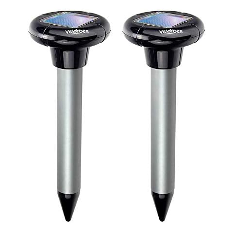 Vekibee Pack of 2 Sonic Mole Repellent Solar Gopher Repellent Ultra Sonic Vole Chaser Mole Sonic Vibrator Spike Keep Moles Away from Yard Lawn Cover