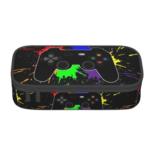 Image of Game Joystick Splash Cool Gamer Pencil Case Big Capacity Storage Pencil Pouch Stationery Bags With Zipper Portable Pen Holder Box Organizer For Boys Kids Student College School Office Supplies