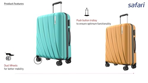 Image of Safari Cairo 8 Wheels, 5 Years Warranty (Cabin & Check-in) Polyproplyene Trolley Spinner Luggage Set of 2, 55Cm, 66Cm Small, Medium (SAGE Green)