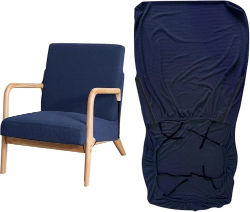 Fundas elásticas para sillón, fundas modernas de mediados de siglo, fundas protectoras para sillón de lectura, funda protectora de sofá individual, decoración de sala de estar, hotel (azul marino)