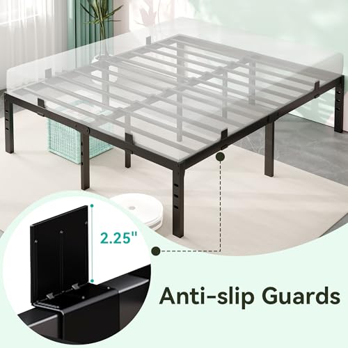 Image of Nelaukoko Queen Bed Frame, 14 Inch Metal Platform Bed Frame Queen Size with Under Storage Space, Mattress Anti-Slip Design, Heavy Duty Sturdy Foundation, No Box Spring Needed, Easy Assembly, Black