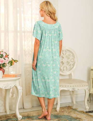 Image of Bloggerlove Mumu House Dress for Women with Pockets Short Sleeve Nightgowns
