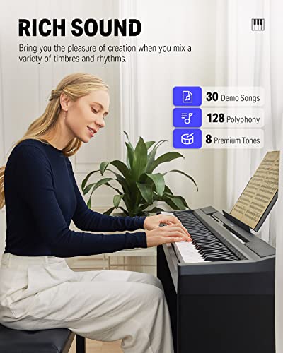 Donner Piano Numérique 88 Touches Pondérées, Semi-lestées, Clavier électrique Fullsize pour Débutant avec 3 Pédale et… - Les Beatles, Paul McCartney, John Lennon, RIngo Starr, George Harrison Donner Piano Numérique 88 Touches Pondérées, Semi-lestées, Clavier électrique Fullsize pour Débutant avec 3 Pédale et… – Image 4
