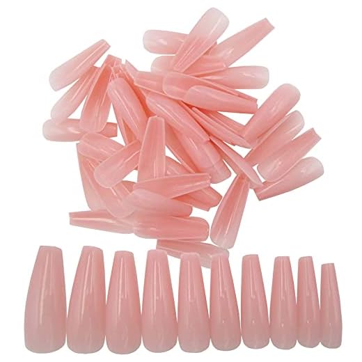 500pc Nude Pink Press on Coffin Nails Painted Acrylic Nail Art Tips Artificial Fingernails False Nails Full Cover Party Manicure Design Decor for Women Girls