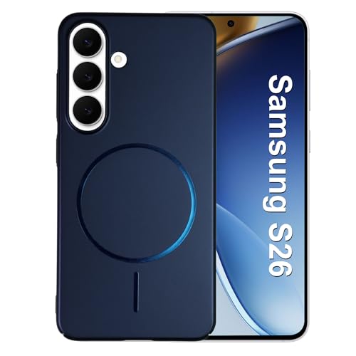 Image of AIBEX Ultra-Thin Mag-Saf Back Cover Case Compatible with Samsung S26| Slim Fit Scratch-Resistant Matte | Magnetic Wireless Charging | Microfibre Lining | Camera Protection (PC Material) - Dark Blue