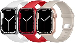 Lobnhot Compatible with Apple Watch Straps 45mm 44mm 42mm 41mm 40mm 38mm, Soft Sport Silicone Band for iwatch Series 7 SE 6 5 4 3 2 1 for women men,Black/White/Red,42/44/45mm