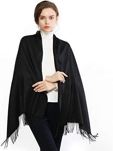RIIQIICHY Scarfs for Women Winter Black Pashmina Shawls and Wraps for Evening Dresses Warm Large Scarves Wedding Shawl
