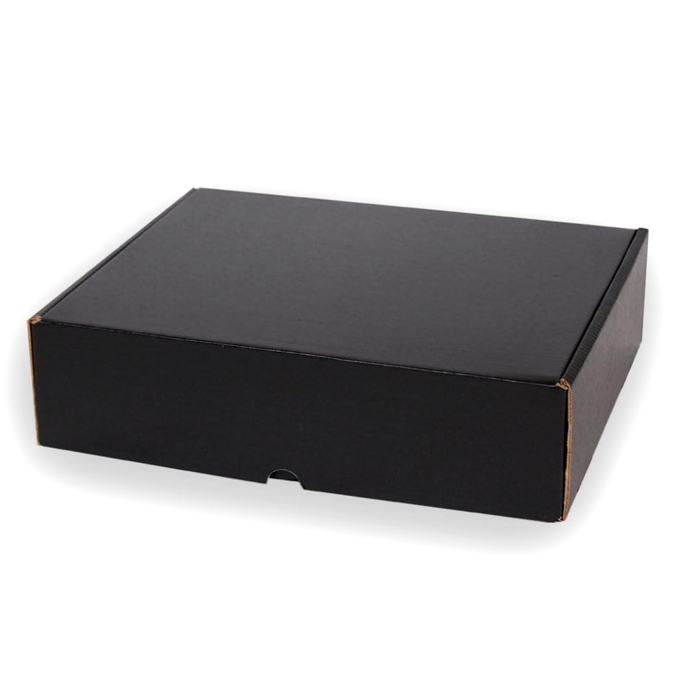 Lot de 10 boîtes en carton noir pour expédition postale, boîte automontable idéale pour cadeau, boîte en carton robuste, dimensions 38x28x8 cm