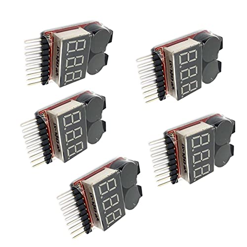 Image of Kiro&Seeu 5PCS RC Lipo Battery Tester Monitor Low Voltage Buzzer Alarm Voltage Checker with LED Indicator for 2-8s Lipo Life LiMn Li-ion Battery