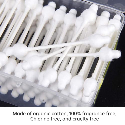 Baby Cotton Swabs, Organic Chlorine-Free Safety Swabs for Kids or Newborn Babies, 100% Biodegradable Gentle Baby Qtips, Cruelty-Free & Hypoallergenic Children Cotton Buds (4 packs of 55 ct. Total 220)