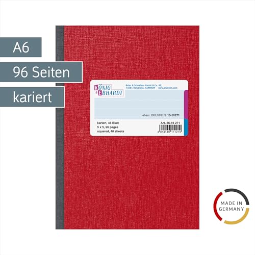 König & Ebhardt 8616271 Kladde, A6, kariert, rot