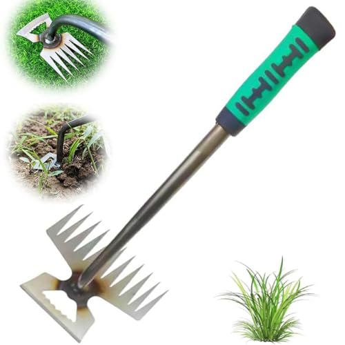 Herramienta de deshierbe de jardín, herramienta de deshierbe de mano duradera de acero al manganeso, deshierbe manual para el patio (11 teeth)