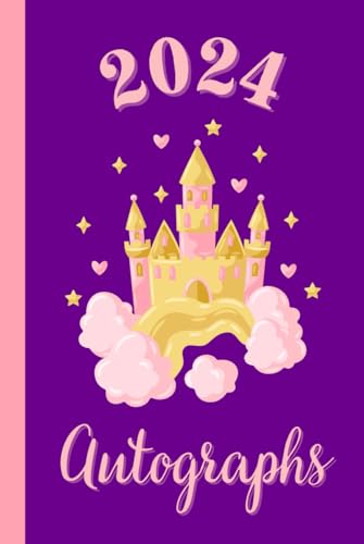 2024 Hardcover Autograph Book for Girls: Hardback Autograph and Picture Notepad for Signatures and Photos of Characters and Princesses at Theme Parks, ... Pink and Purple Castle Hard Cover for Kids.