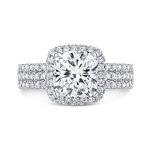 2.6 Ctw Moissanite Wedding Ring Set for Women Platinum Plated Silver 3 Pieces Bridal Ring Set Engagement Ring Set White Gold Bridal Set Anniversary Promise Rings for Her