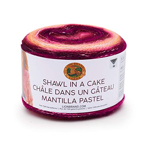 Lion Brand Yarn Shawl in A Cake Yarn, Community Coral