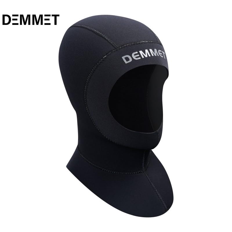DEMMET Neoprene Cap 1.5mm Diving Hood High Stretch Warm Sun Protection for Men and Women with Shoulder Diving Cap for Diving Snorkeling Water Sports Swimming Cap (1.5MM, L)