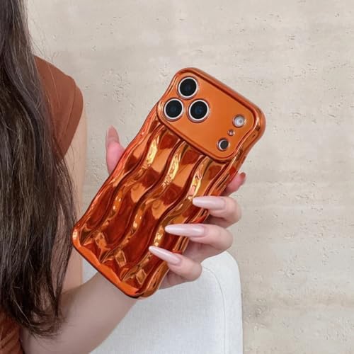 RNOZX For iPhone 16 Pro�p�����P�[�X �X�g���C�v�E�F�[�u���b�L���H �J�[������J�o�[�iFor iPhone 16 Pro/�I�����W�j